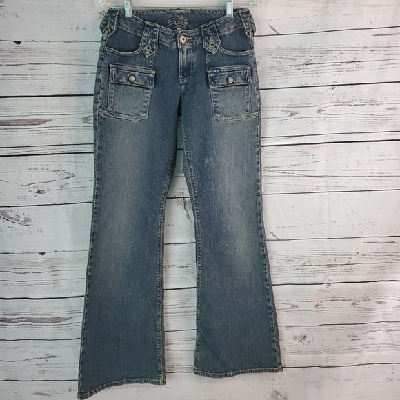 Silver Jeans Denim - Vtg 90s Silver Jeans | Cargo Flare Leg Jeans 28x33